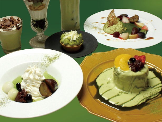 宇治抹茶と秋の味覚をふんだんに使用した「宇治抹茶アフォガート」などの抹茶とチーズのマリアージュスイーツ