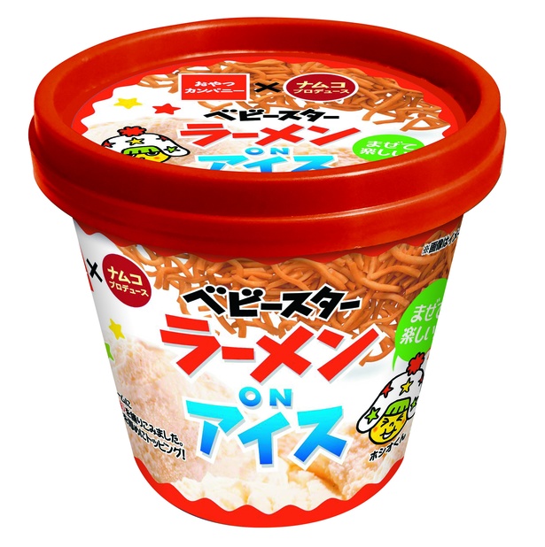 ナムコとおやつカンパニーのコラボ商品「ベビースターラーメン ON アイス」