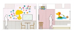リニューアルされたROOM53のイメージ。コミックから引用されたモチーフがあちこちに配された、レトロなムードのインテリアが特徴だ