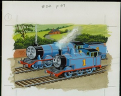 27巻「ほんとうにやくにたつ機関車」の表紙原画／クライヴ・スポング