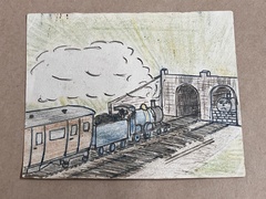 オードリー牧師手描きイラスト 「3だいの機関車―なかよしになった3だい」