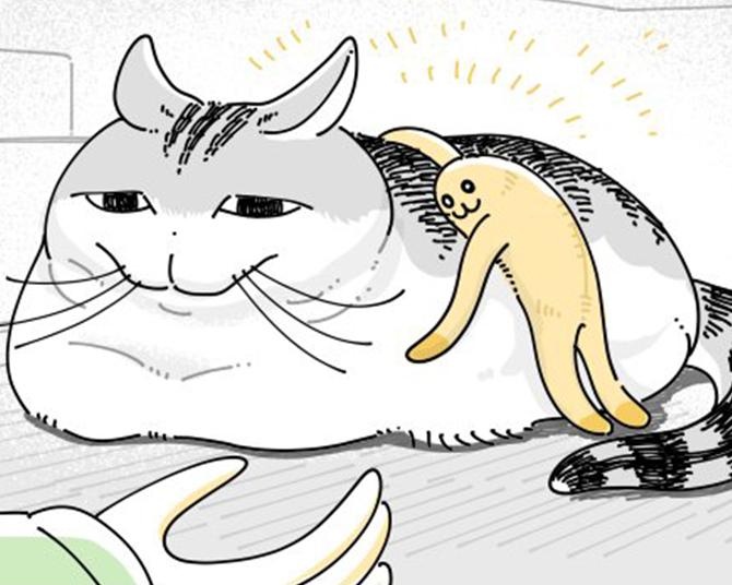 【ネコ漫画】愛猫にモフりたい願望をぬいぐるみで表現!?飼い主の気持ちに「わかります」などの共感コメント＆8万超えいいね！