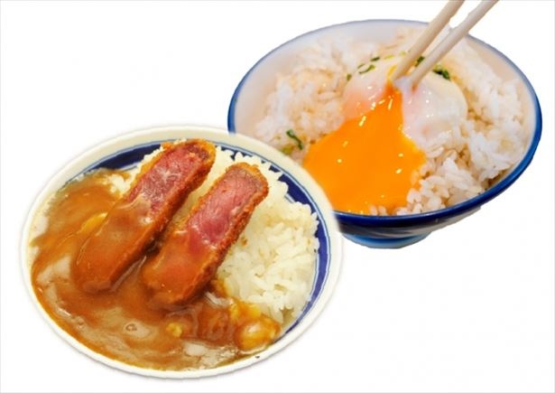 最後はカツカレーや贅沢卵かけご飯にして締めるのが勝牛流
