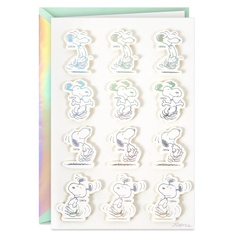 「PEANUTS 75周年 Birthday Card スヌーピー ハッピーダンスづくし Signatureバースデーカード」(1320円)