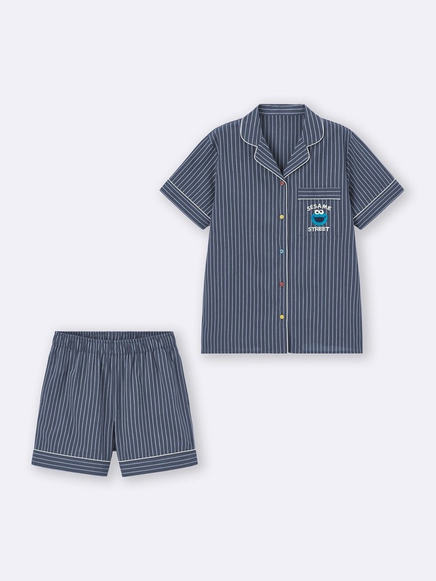 「コットンパジャマ(半袖＆ショートパンツ) Sesame Street」(2990円) カラー：NAVY
