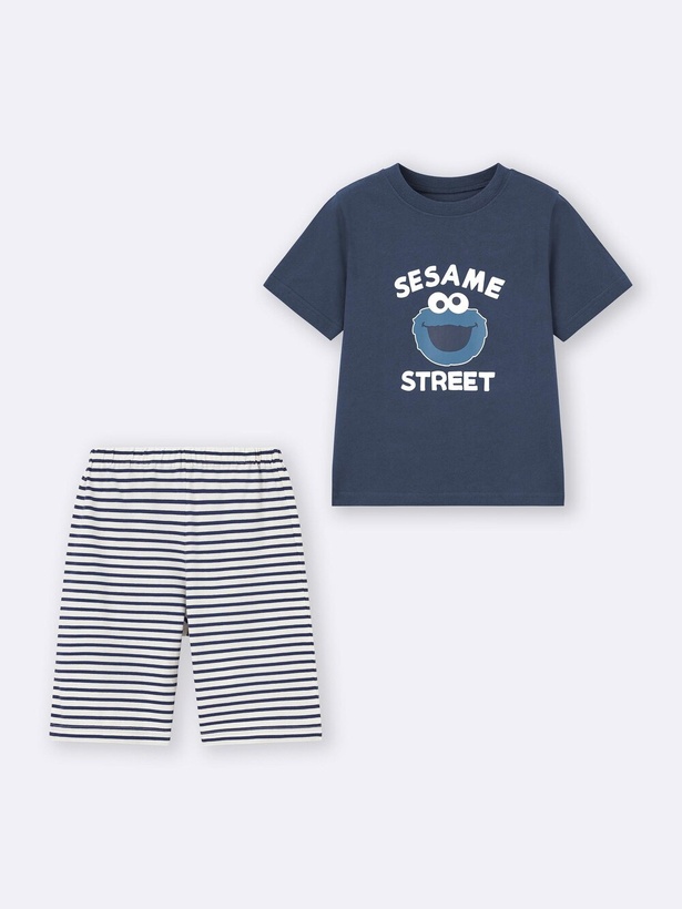 「KIDS(男女兼用) ラウンジセット(半袖＆ショートパンツ)Sesame Street」(1990円) カラー：NAVY
