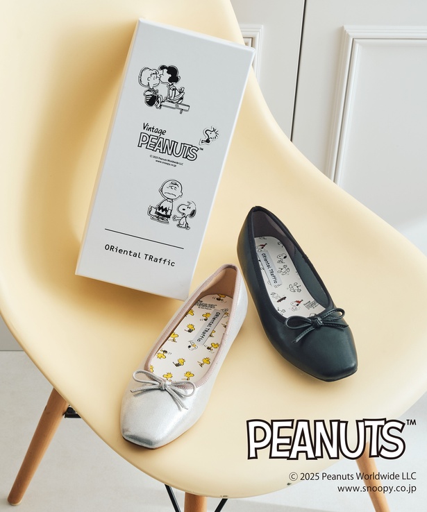 「【跳べるパンプス】PEANUTSデザインバレエシューズ」(各6600円)