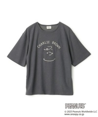 「【PEANUTS/ピーナッツ】SNOOPY/スヌーピーパイルリブルームウェア半袖トップス」のグレー