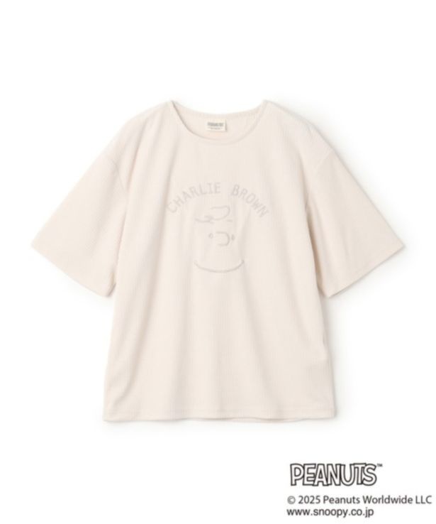 「【PEANUTS/ピーナッツ】SNOOPY/スヌーピーパイルリブルームウェア半袖トップス」のアイボリー