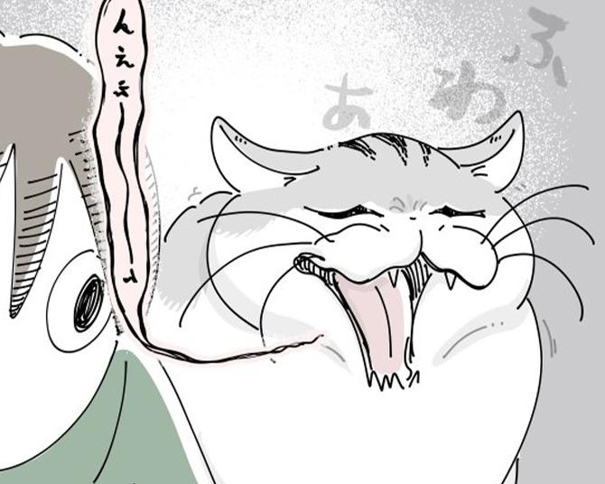 【ネコ漫画】まるで人間のようにあくびをする愛猫!?その仕草に癒やされる飼い主＆9.4万いいねの大反響！