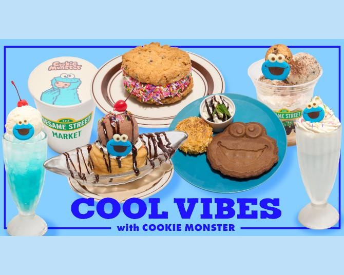 セサミストリートマーケット、クッキーモンスター主役のひんやりスイーツフェア開催！アイスサンドやドーナツサンデーなど