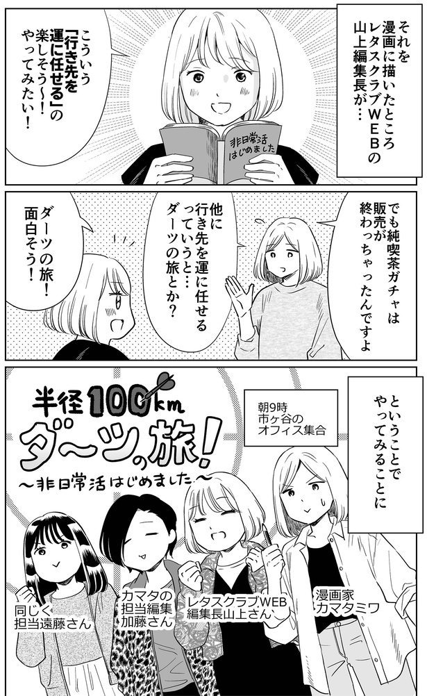 行き先を運に任せるダーツの旅をやってみることに （C）カマタミワ／KADOKAWA