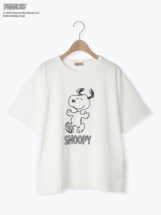 「【PEANUTS×Samansa Mos2】ぽこぽこ刺繍Tee(オフホワイト)」(3850円)