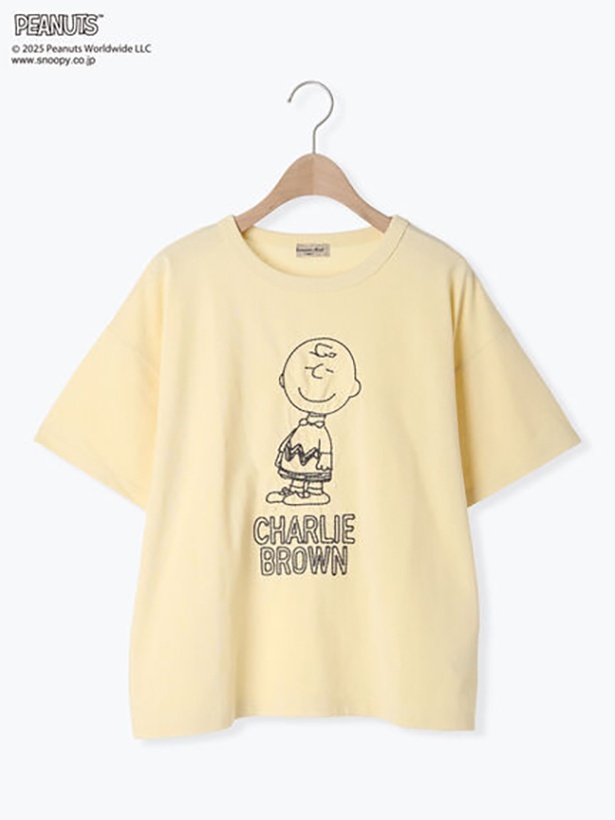 「【PEANUTS×Samansa Mos2】ぽこぽこ刺繍Tee(イエロー)」(3850円)