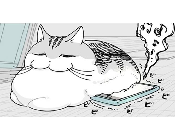 【ネコ漫画】スマホの上に堂々と乗っかる愛猫!?眠そうな姿に「猫あるある」などの共感コメント続出！