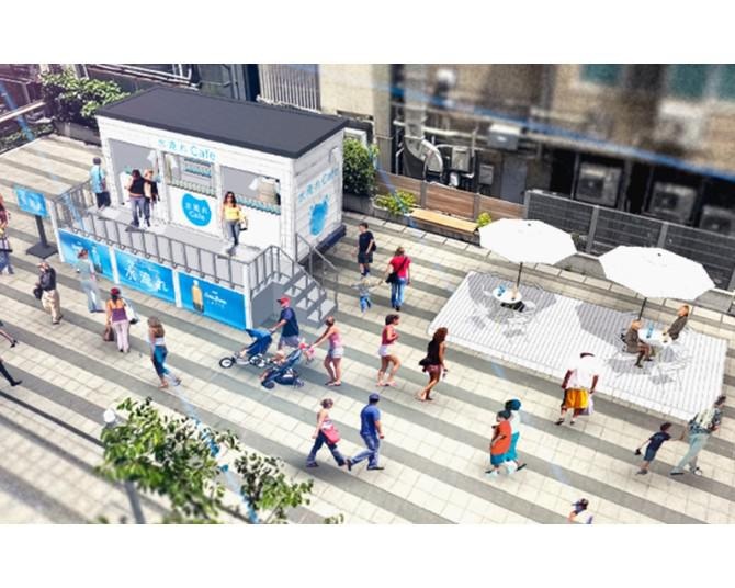 渋谷の街に海の家が出現!?夏を感じる新スタイルのコーヒー体験ができる、UCC「水淹れCafe」が期間限定でオープン