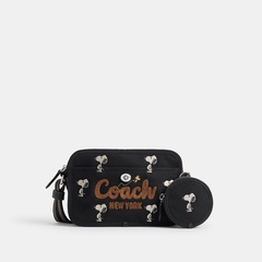 新品✨COACH スヌーピー　コラボ　厚底　レザー　キャンバス　黒　ロゴマーク COACH】コーチ スヌーピー ショップバッグ ピーナッツ コラボ