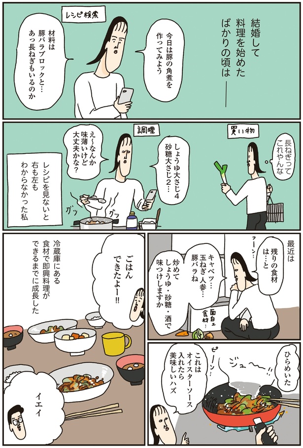 冷蔵庫にある食材で即興料理 （C）ツボウチさん／KADOKAWA