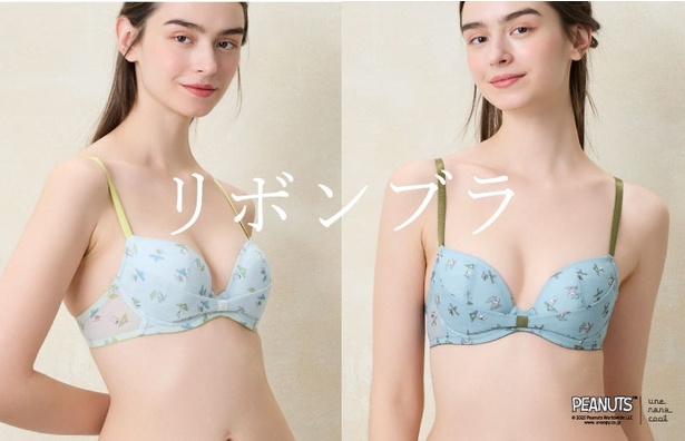 「PEANUTS×une nana cool リボンブラ 3/4カップブラ」(各3960円)