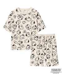 「PEANUTS スヌーピー パイル2 半袖 上下セット (男女兼用サイズ)※オフホワイト」(5280円)