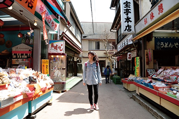 帰りに小さな商店街で散策も