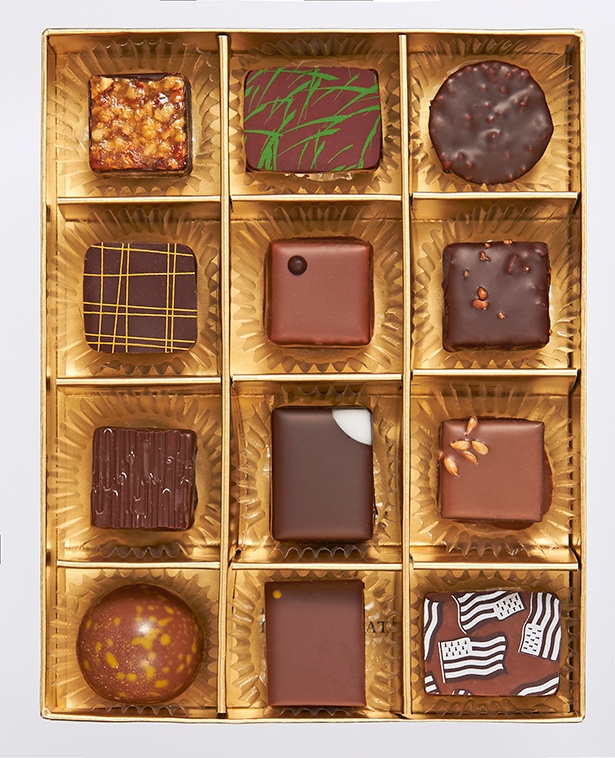 12種類のチョコレートは味わいはもちろん食感にもこだわっている