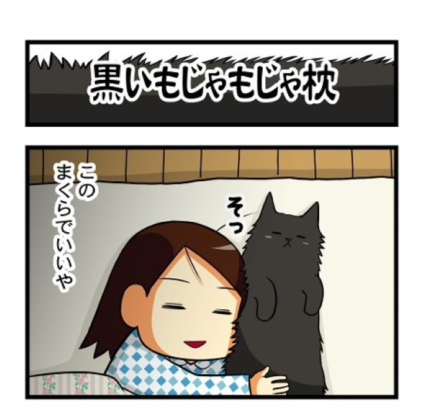 黒いもじゃもじゃ枕_4