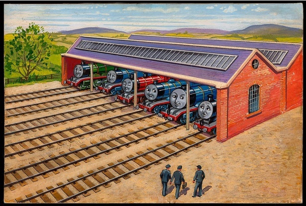 1巻『3だいの機関車』の原画／レジナルド・ダルビー