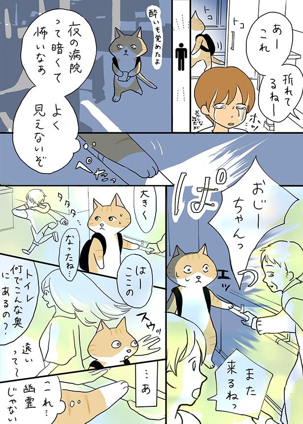 ■画像をクリックで次へ！／夫の見た幽霊④_病院のベンチの感情の名残り_P3 キタハタエミ(@emi_kitahata)