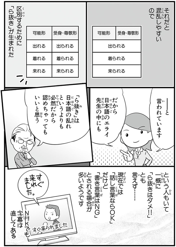 一概に「ら抜きはダメ！！」とも言えず… （C）蛇蔵&海野凪子／KADOKAWA