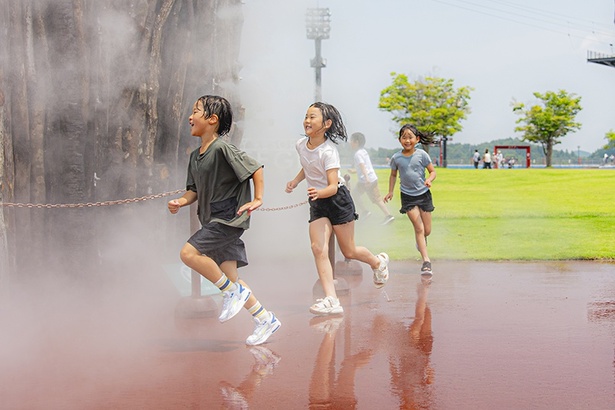 中央エントランス付近は涼しさを感じさせる