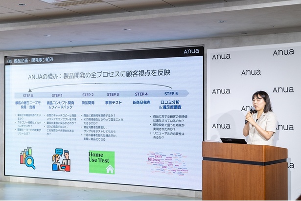 日本グロースチームリーダーのイ・チェウンさんは製品開発のプロセスについて説明