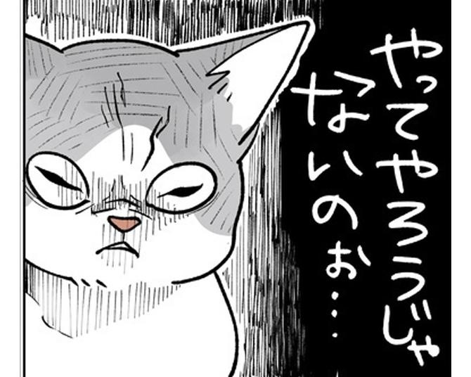 【ネコ漫画】家の掃除機は猫たちの天敵!?負けず嫌いで逃げない妹猫の姿に驚愕する飼い主【作者に聞いた】