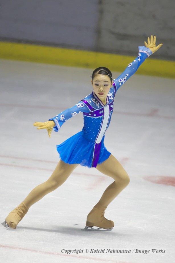 荒木菜那、西日本ジュニア選手権でのフリープログラムの演技。全日本ジュニアでは表彰台を期待される存在だ