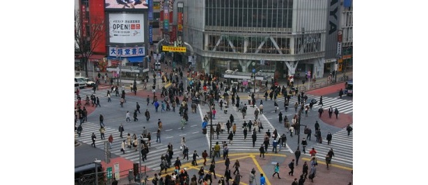 普段の渋谷のスクランブル交差点