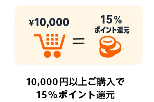 10,000円以上で15%! Amazonより