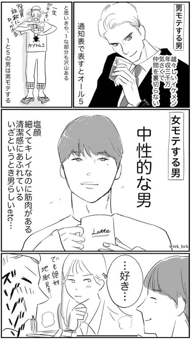 女にモテる男と、男にモテる男