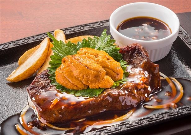 イチボは牛1頭から1％しか取れない希少部位「うに＆イチボの熟成赤身ステーキ」(税抜1999円) 