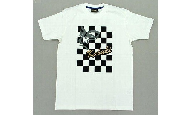 【写真】格子柄の中にさりげなく“隈取り”をデザイン！ 「隈取り図案 Tシャツ」（ホワイト）