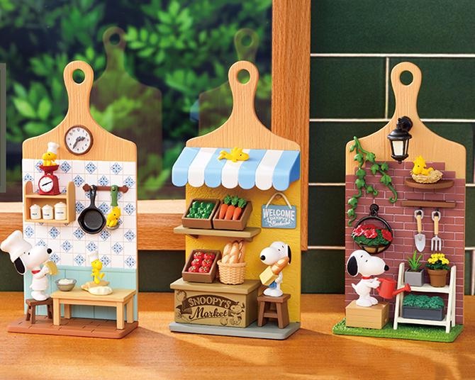 スヌーピーのミニチュアフィギュア、もうコンプできた？壁掛けも棚置きもできるウッドボードデザインの全6種