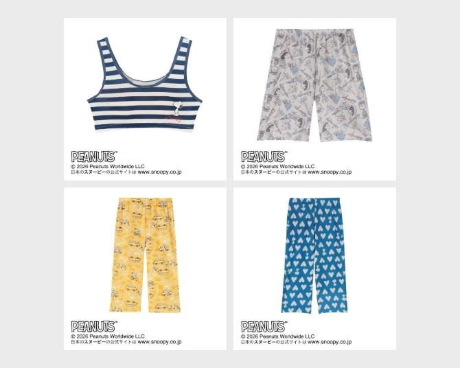 全部1650円以下！アツギのスヌーピー柄ハーフトップ・ステテコ・カプリパンツを一挙紹介