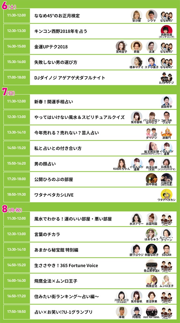 人気の占い師やタレントがステージに登場。運のいい人が行うことなど開運のヒントを見逃すな！