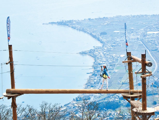 画像6 7 琵琶湖のレイクビューが広がる山頂で 空中アスレチックに挑戦 ウォーカープラス
