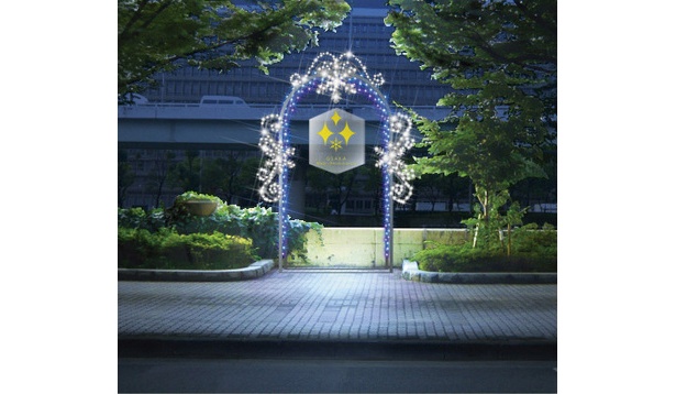 堂島川沿いの歩道には、クリスタルのオブジェが飾られた「クリスタルアーチ」が設置（イメージ）