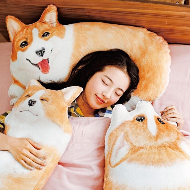 【写真を見る】コーギーのおなかで眠る？おしりで眠る？「コーギーのおなかぽよぽよ枕カバー」が新登場