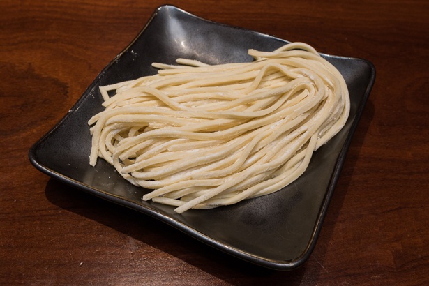 「饂飩くろさわ」の麺は自家製麺。二階にある製麺室で作られる