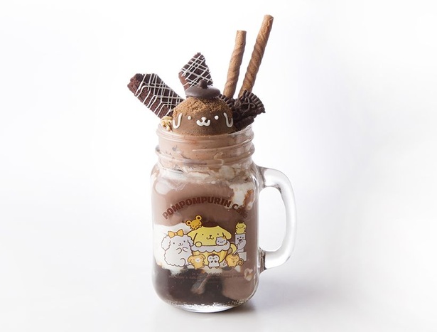 真っ黒なポムポムプリンが珍しい！「ポムポムプリンのチョコチョコショコラ♪なぷるぷるシェイクドリンク」(税抜990円)