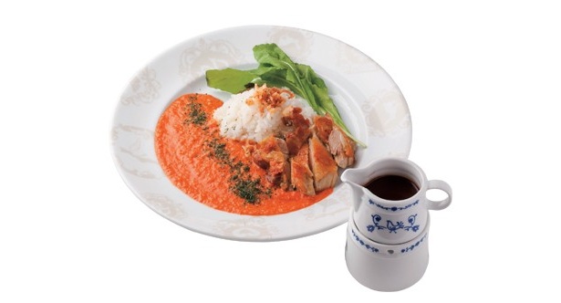 ジューシーチキンとまろやかな辛さのカレーにチョコグレービーソースが合う「ショコラバターチキンカレーとカカオバターライス」（1000円）