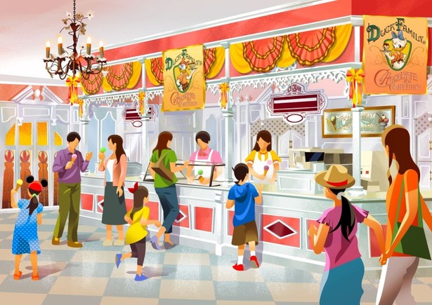 「アイスクリームコーン」は東京ディズニーランドのワールドバザールに位置する