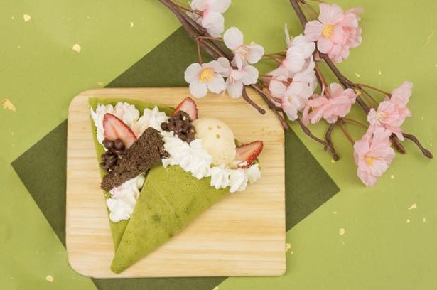 贅沢さくら抹茶クレープ(600円)